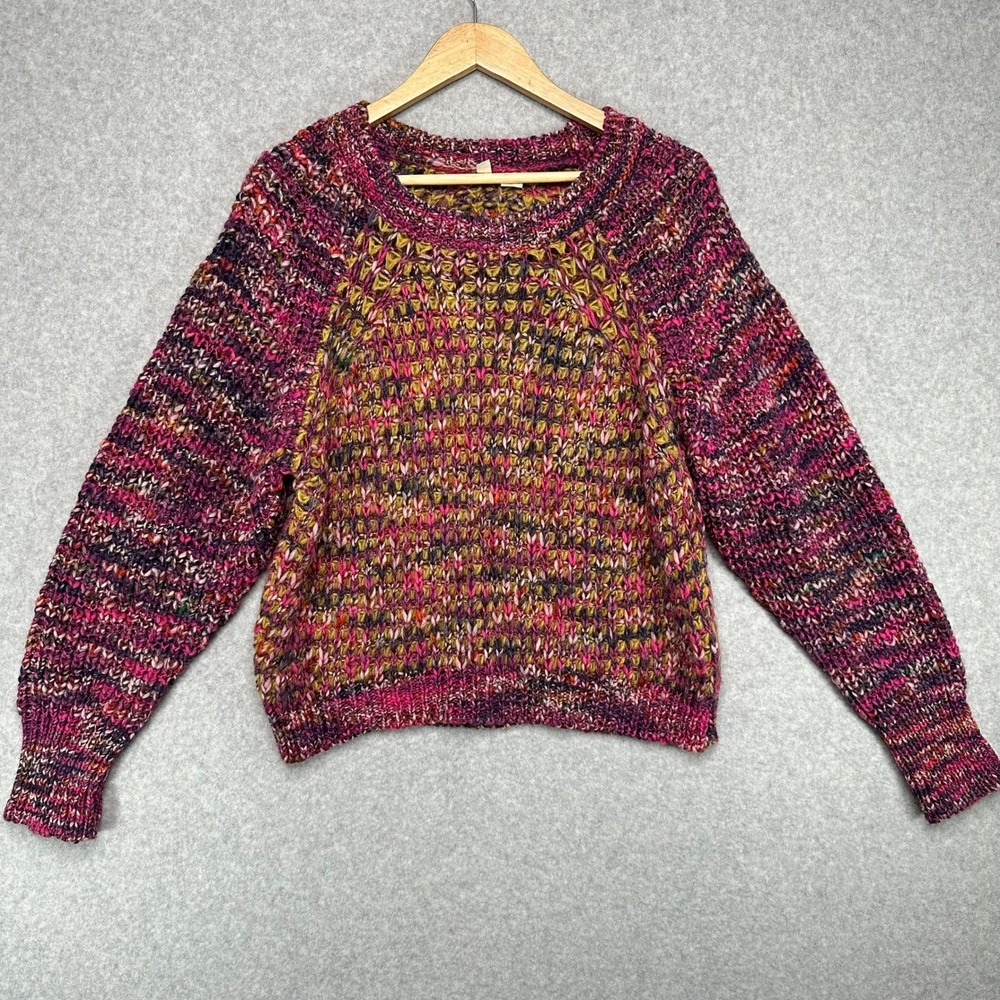 Anthropologie Moth‎ Hillwalk Chunky Knit Sweater Women's M Wool Mohair Blend